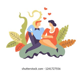 People in love man and woman sitting together
