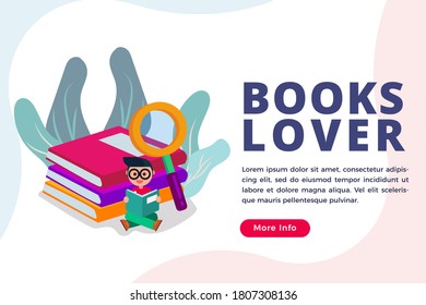 people love reading book concept vector isometric illustration 