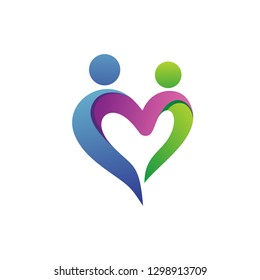 People With Love Shape Logo Vector