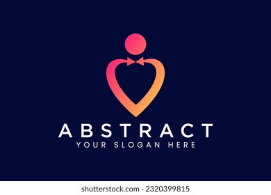 People with love shape in simple Vector Logo design