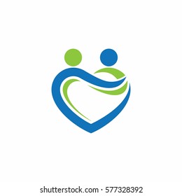 people love together with heart shape vector illustration. good for love theme or dating company