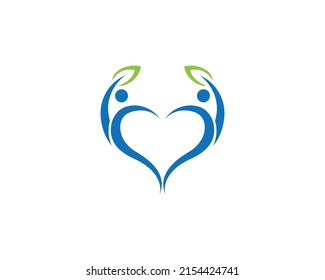 People Love Tree With Medical Health Care Logo Design Template And Abstract family icon Together symbol Vector.
