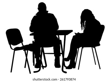 People for lunch at a restaurant on white background