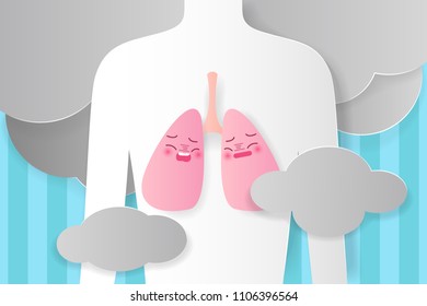 people with lung healthy concept on the blue background