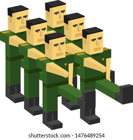 People made of cubes. Isometric 3d people.