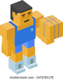 People made of cubes. Isometric 3d people.