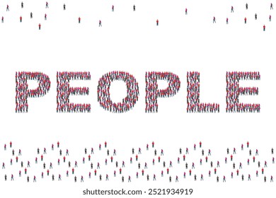 people made of lots little people different age and professional background. Crowd, world, citizens, population.