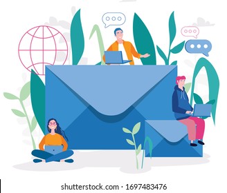 People mail networking. Vector illustration for web banner, infographics, mobile. 