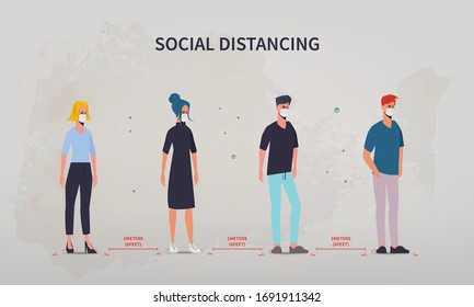 La gente mantiene el distanciamiento social. Detenga el coronavirus covid-19.