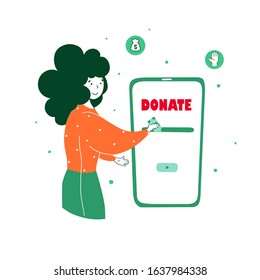 People make online donations flat vector illustration