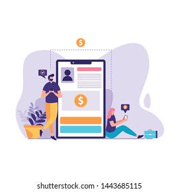 people make online transfer vector illustration. business concept illustartion. landing page