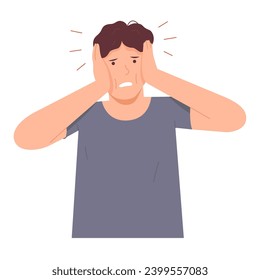 People make tense faces with problems. Illustration of man encountering work problems, suffering and emotional stress. Icon concept surprise, stress.