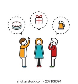 People make a wish. Vector illustration on white background