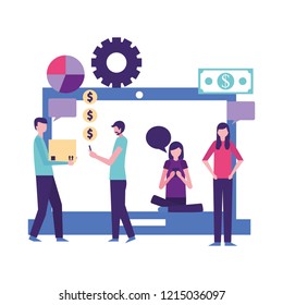 people making differents activities with devices