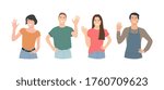 People making greeting gesture, flat vector illustrations set.