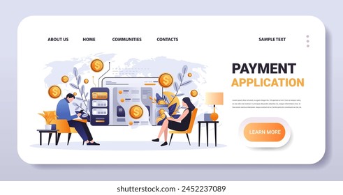 people making payments in mobile app financial trust money protection security reliability stability growth fintech business investment