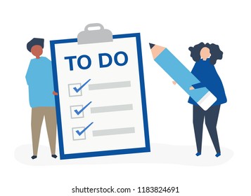 People Making A To-do List Illustration