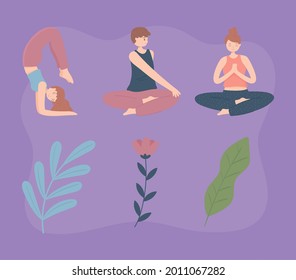 people making yoga pose set