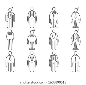 people, male icons thin line vector set