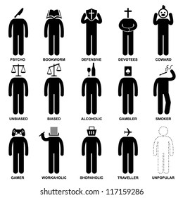 People Man Characteristic Behaviour Mind Attitude Identity Stick Figure Pictogram Icon