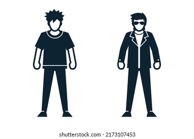 People, Man, Fashion, Clothing icons with White Background