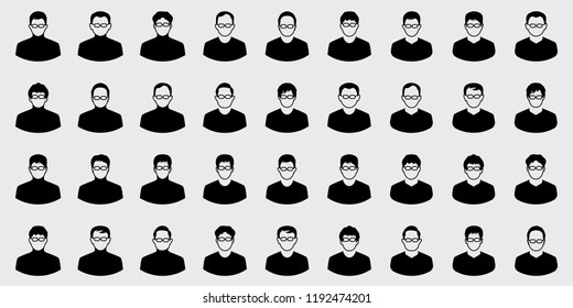 people man icons character vector set on gray background