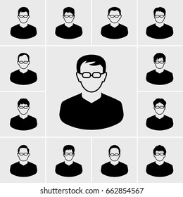 people and man icons vector set