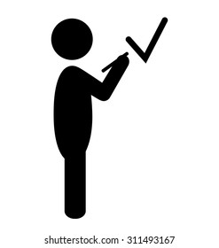 People Man Put a Tick Flat Icons Pictogram Isolated on White Background