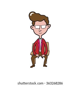 People man sitting on bench cartoon