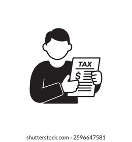 People Man Tax Icon Government Finance Filing Process and Taxation Law