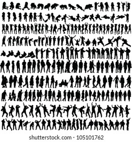 people man and woman and baby silhouette vector on white