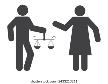 People man and woman with classic scale balance icon