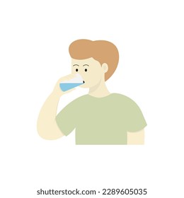 personas hombre mujer beber agua líquida hidrógeno sediento ilustración vector diseño plano