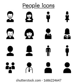 People, Man, Woman, Person Icon Set Vector Illustration Graphic Design