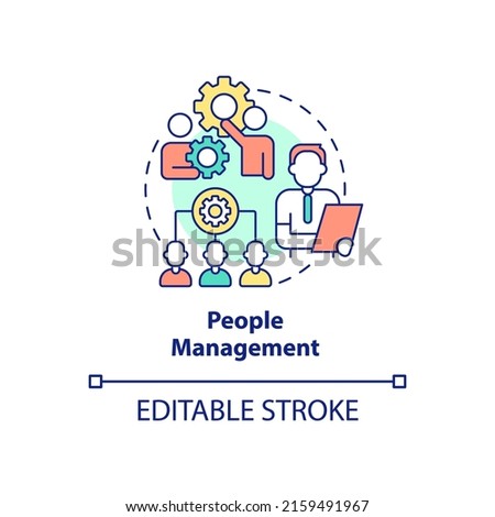 People management concept icon. Top skill for college student resume abstract idea thin line illustration. HR competencies. Isolated outline drawing. Editable stroke. Arial, Myriad Pro-Bold fonts used