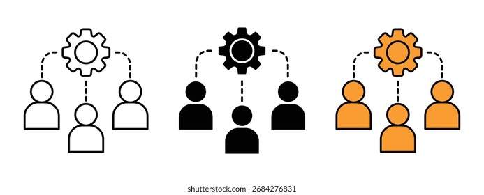 Vetor do ícone de gerenciamento de pessoas. Ícones de trabalho em equipe transmitem colaboração e símbolo de sucesso de gerenciamento de projeto. ilustração vetorial.