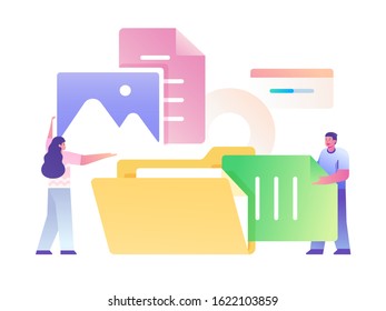 people managing file concept vector flat illustration