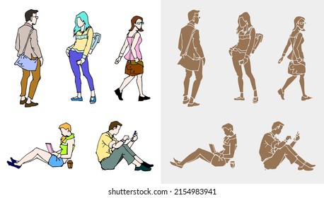 People in many gestures art vector for card, illustration, decoration