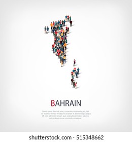 People Map Country Bahrain Vector