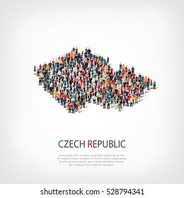 People Map Country Czech Republic Vector