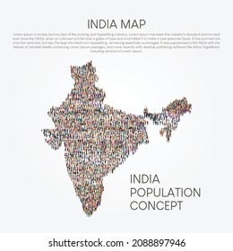people map country India, population concepts vector, People seen from above.