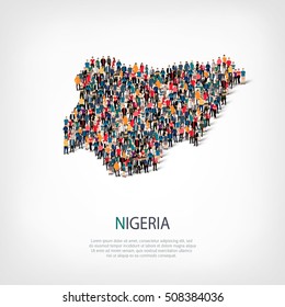 People Map Country Nigeria Vector