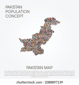 people map country Pakistan, population concepts vector, People seen from above.