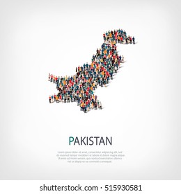 People Map Country Pakistan Vector