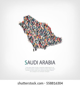 People Map Country Saudi Arabia Vector