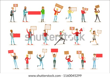 People Marching In Protest With Banners, Screaming Angry, Protesting And Demanding Political Freedoms