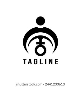  people marine with anchor black and white logo design