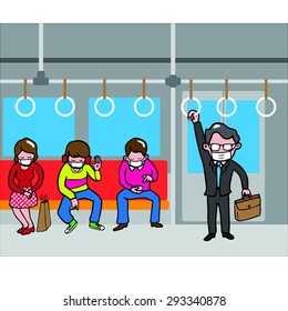 People with mask MERS prevention in mass transportation