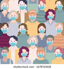 People With Mask To Protect Them From Corona Virus, Ilustration Vector Graphic Of Stop Corona Virus. Vector Illustration