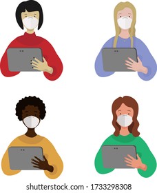 people in mask are reading news